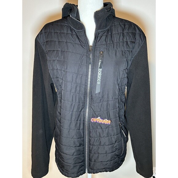 New Balance Men’s Black Quilted/Fleece Jacket with Hood Medium - Picture 1 of 10